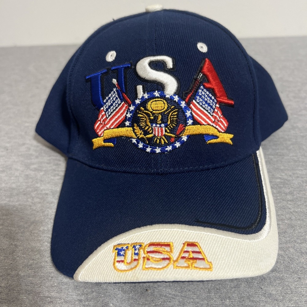 Blue USA Adjustable Embroidered Cap Hat